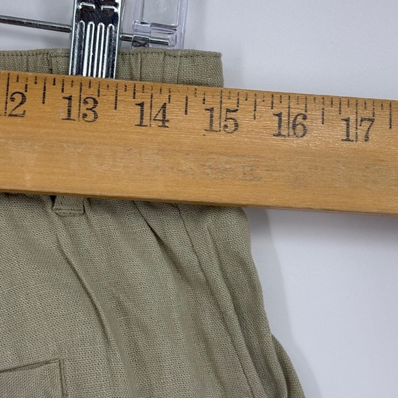 A New Day Womens 8 SHORT Trouser Pants Linen Blend Green Pleated Straight Leg - Picture 8 of 8